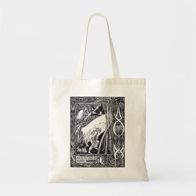 Merlin and Nimue, by Aubrey Beardsley - HD Tote Bag (Front)