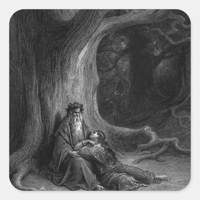 Merlin and Vivien by Gustave Doré 1868 Square Sticker (Front)