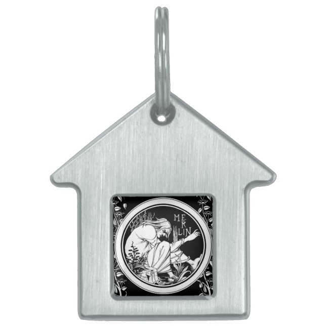 Merlin Art Nouveau fantasy Pet ID Tag (Front)