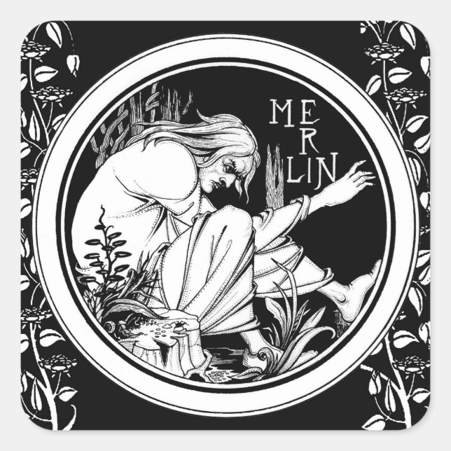 Merlin Art Nouveau fantasy Square Sticker (Front)