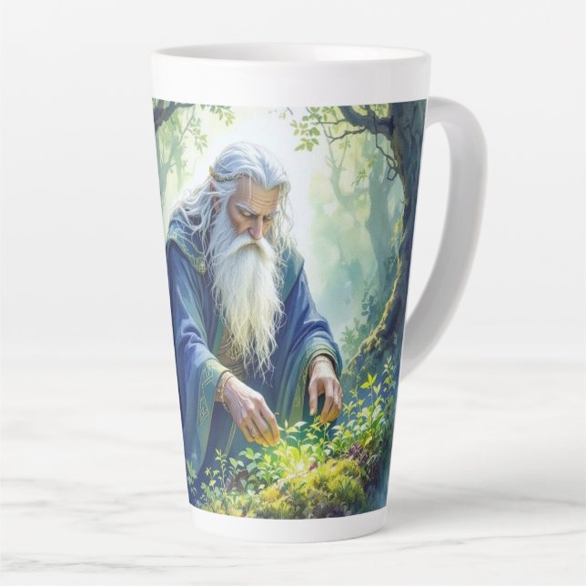Merlin Practicing Herbalism Latte Mug (Right Angle)
