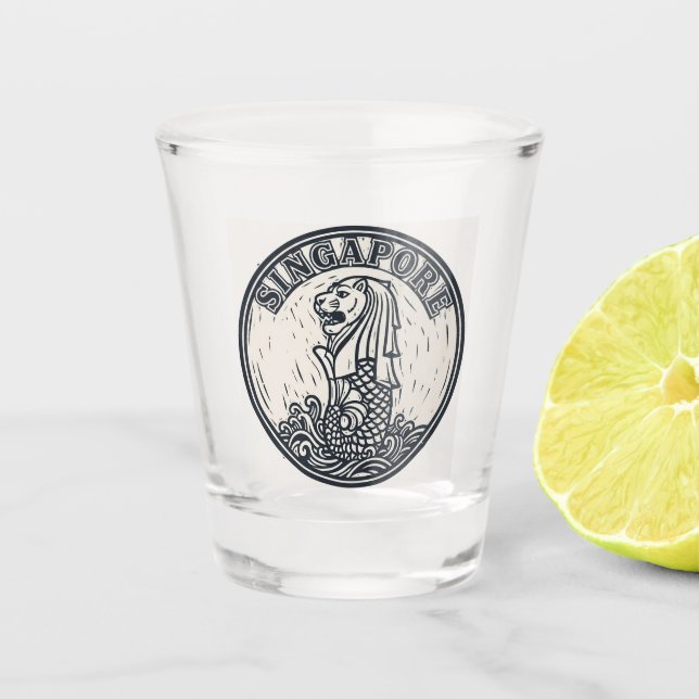 Merlion Singapore Shot Glass (Front)