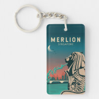 Merlion Singapore Travel Vintage Art