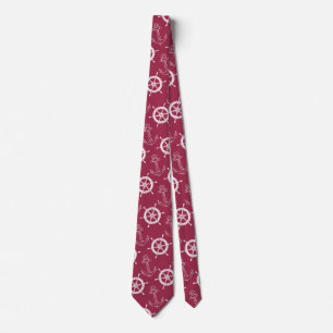 Merlot and White Nautical Tie