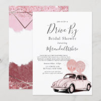Merlot Blush Pink Car Drive By Bridal Shower  Invi