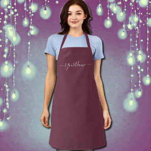 Merlot colour-elegant script apron