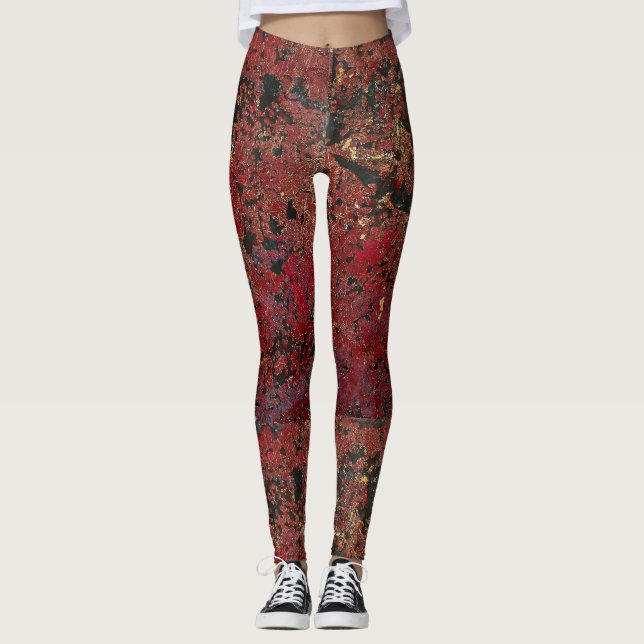 Merlot Gold Luxe Textured Leggings (Front)