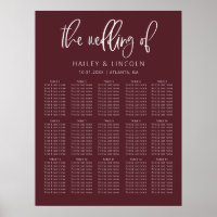 Merlot Modern Minimalist Wedding Seating Chart