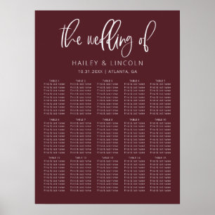 Merlot Modern Minimalist Wedding Seating Chart