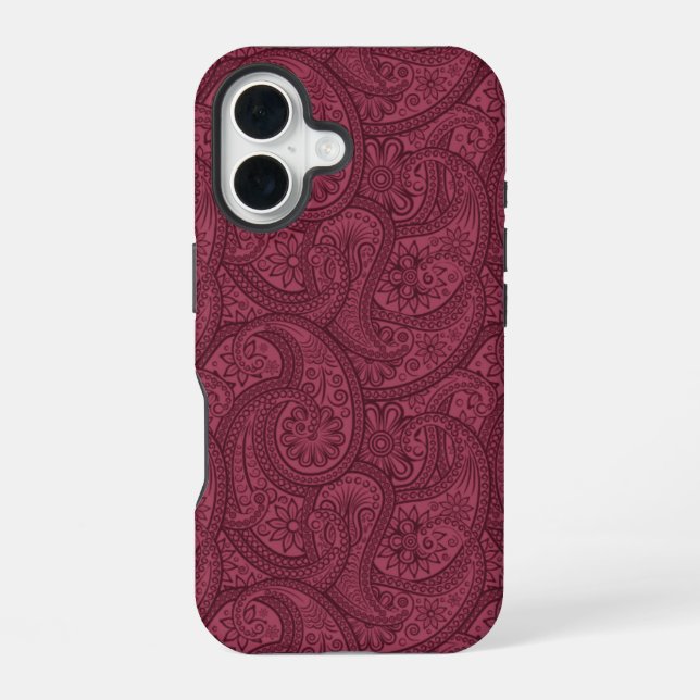 Merlot Paisley iPhone 16 Case (Back)