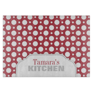 Merlot Polka Dot Personalised Glass Cutting Board