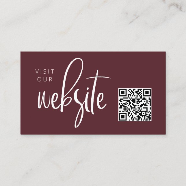 Merlot Red Modern Minimalist Website QR code  Enclosure Card (Front)