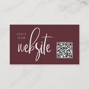 Merlot Red Modern Minimalist Website QR code Enclosure Card