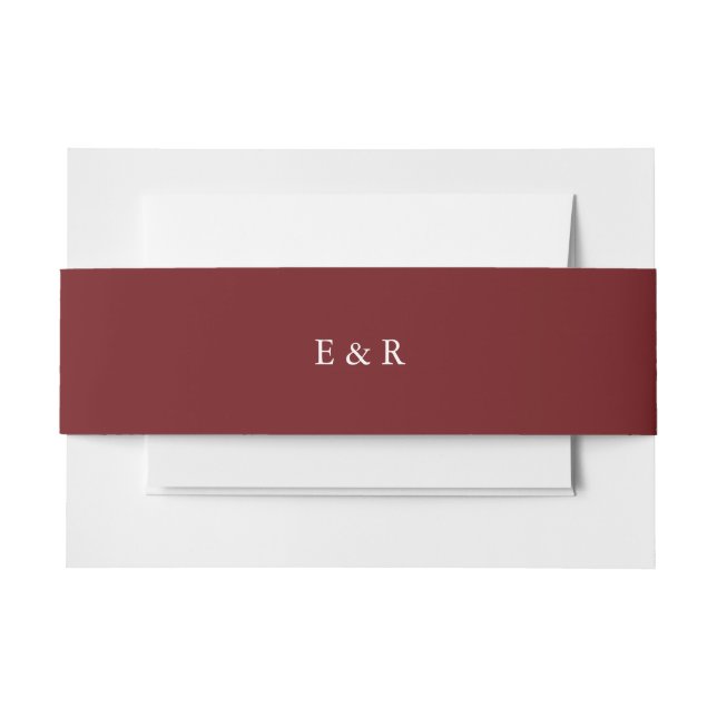 Merlot Red Solid Colour Trend Invitation Belly Band (Front Example)