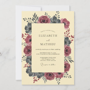 Merlot Slate Painted Wedding Invitation