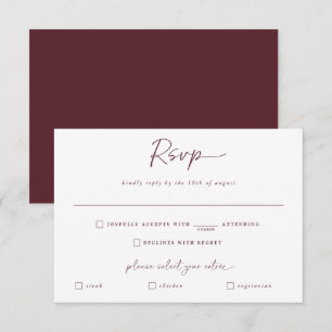 Merlot Wedding Modern Handwriting Reply RSVP Card
