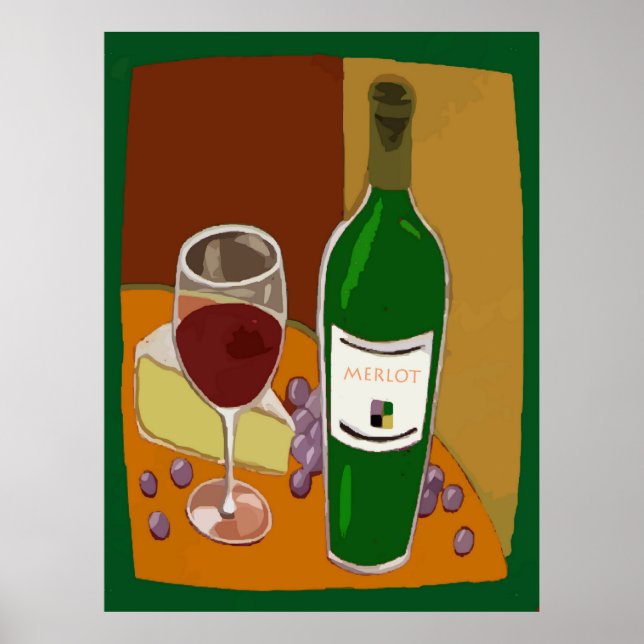 Merlot Wine Bottle Poster (Front)