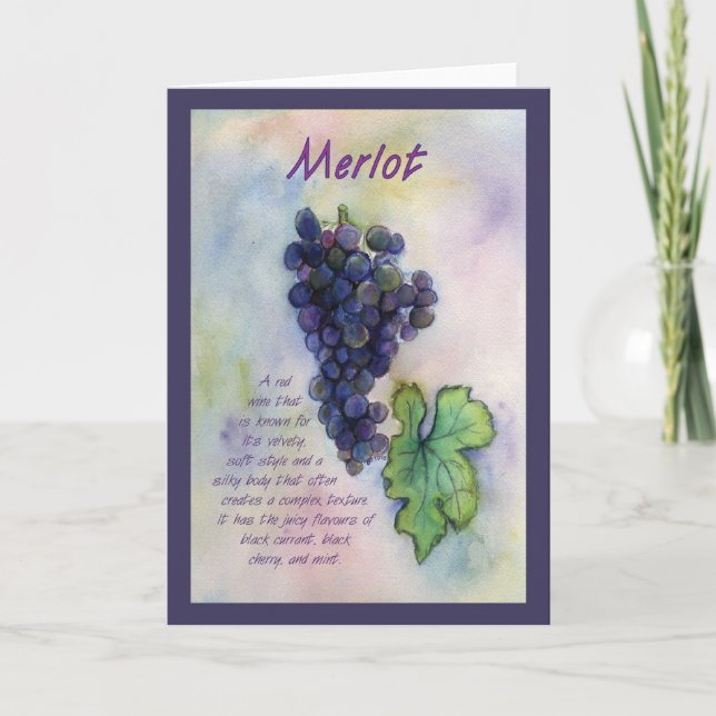 Merlot Wine Grape Greeting Card (Front)