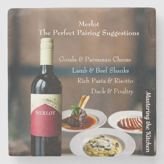 Merlot Wine Pairing/Mastering the Kitchen Stone Coaster (Front)