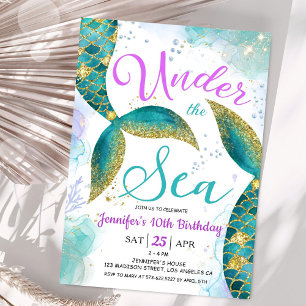 Mermaid 10th Birthday Party Invite Under the Sea