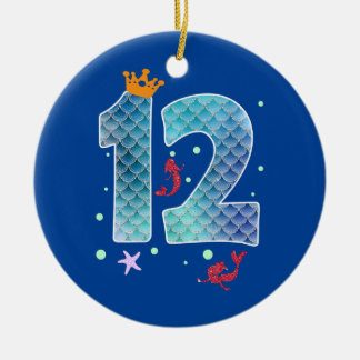 Mermaid 12th Birthday Twelve Years Old Girl 12  Ceramic Tree Decoration