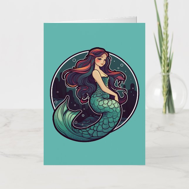  MERMAID #1 Magnet Foil Greeting Card (Front)