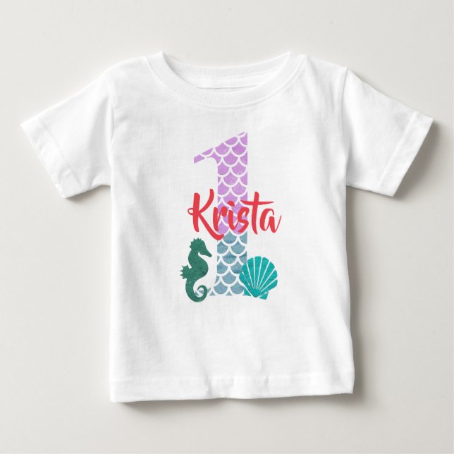 Mermaid 1st Birthday Custom Shirt (Front)