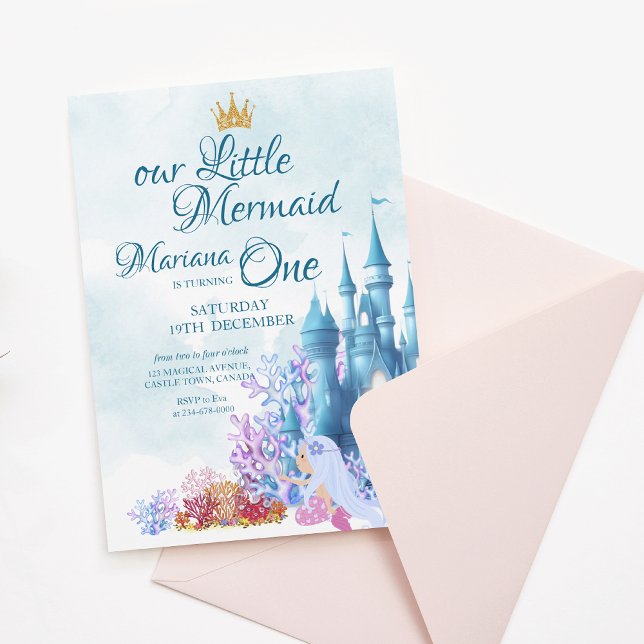 Mermaid 1st Birthday ONEder the Sea  Invitation (Creator Uploaded)