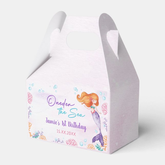 Mermaid 1st Birthday Oneder The Sea Party  Favour Box (Front Side)