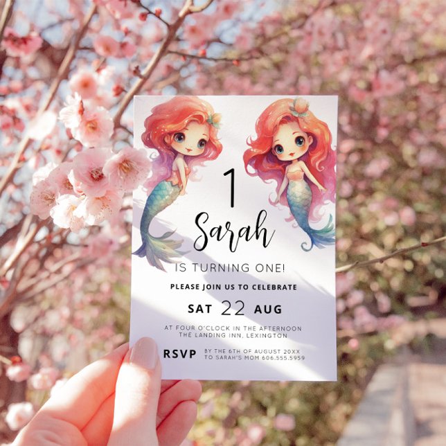Mermaid 1st Birthday Party  Invitation (Creator Uploaded)