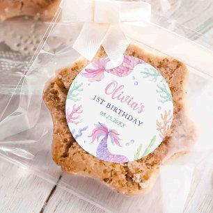 Mermaid 1st Birthday Party Oneder The Sea Classic Round Sticker