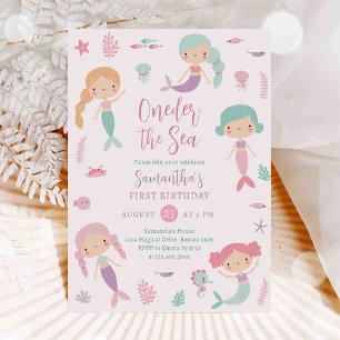 Mermaid 1st Birthday Party Oneder The Sea Invitat Invitation