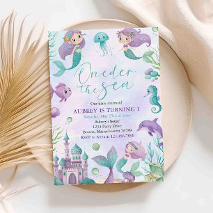 Mermaid 1st Birthday Party Oneder The Sea Invitat Invitation