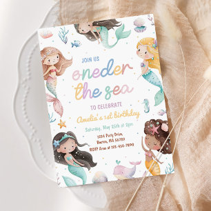 Mermaid 1st Birthday Party Oneder The Sea Invitation