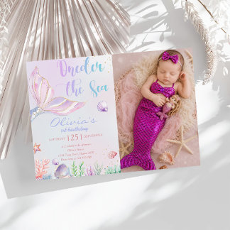 Mermaid 1st Birthday Party ONEder The Sea Mermaid Invitation