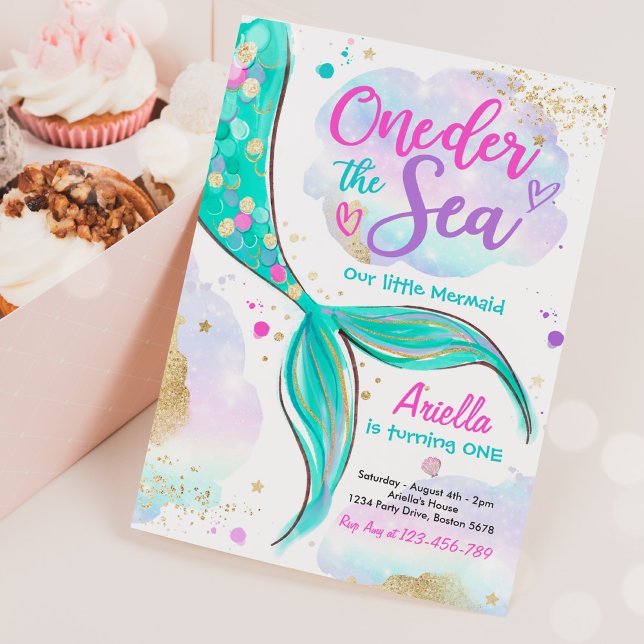 Mermaid 1st Birthday Party ONEder The Sea Mermaid  Invitation (Creator Uploaded)