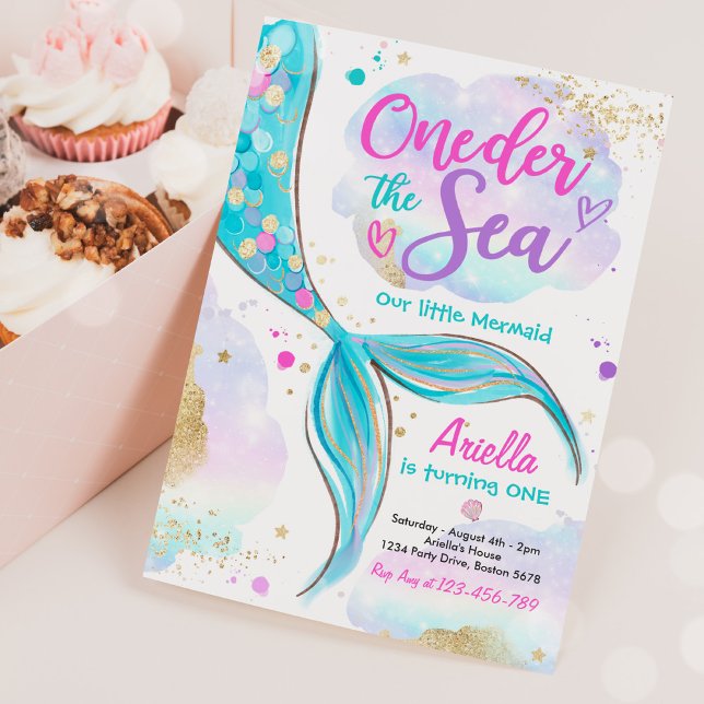 Mermaid 1st Birthday Party ONEder The Sea Mermaid  Invitation (Creator Uploaded)