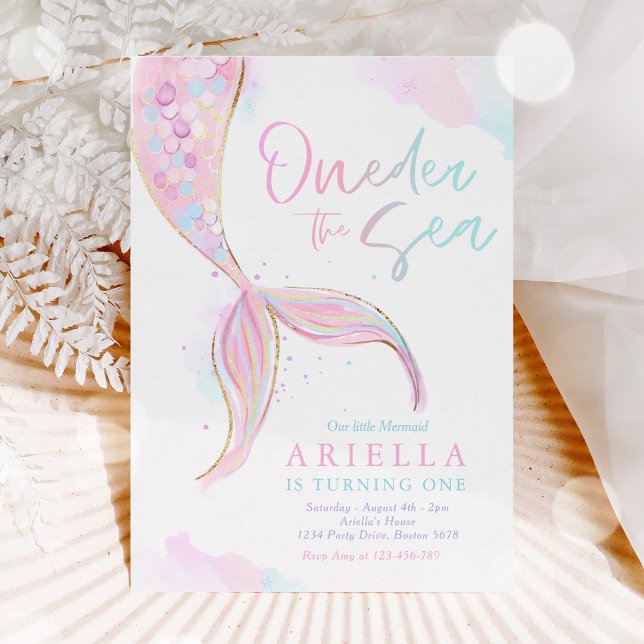 Mermaid 1st Birthday Party ONEder The Sea Mermaid Invitation (Creator Uploaded)
