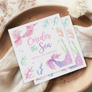 Mermaid 1st Birthday Party Oneder The Sea Napkin