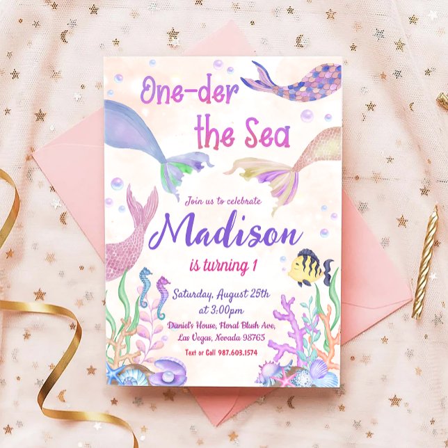 Mermaid 1st Birthday Party Under The Sea Party Invitation (Creator Uploaded)