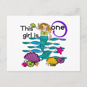 Mermaid 1st Birthday Tshirts and Gifts Postcard