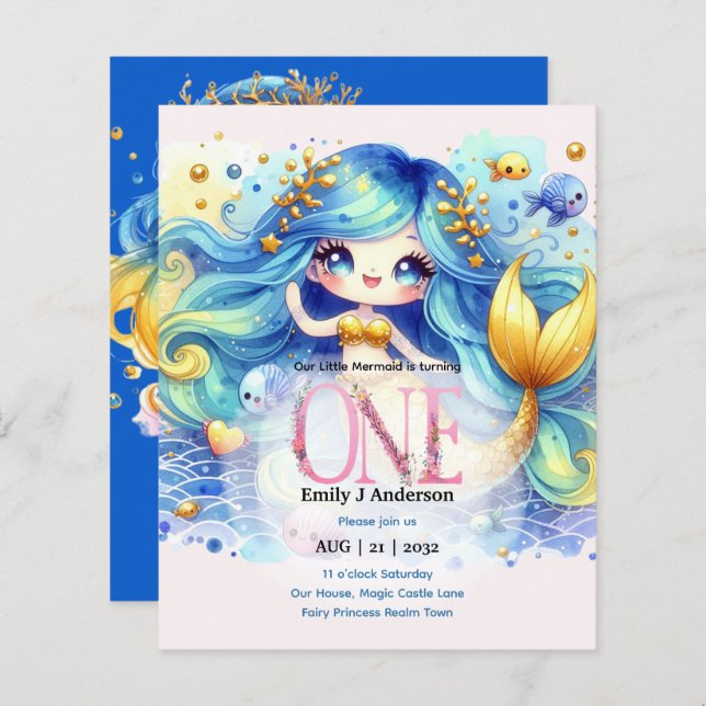 Mermaid 1st Birthday Under The Sea Birthday (Front/Back)
