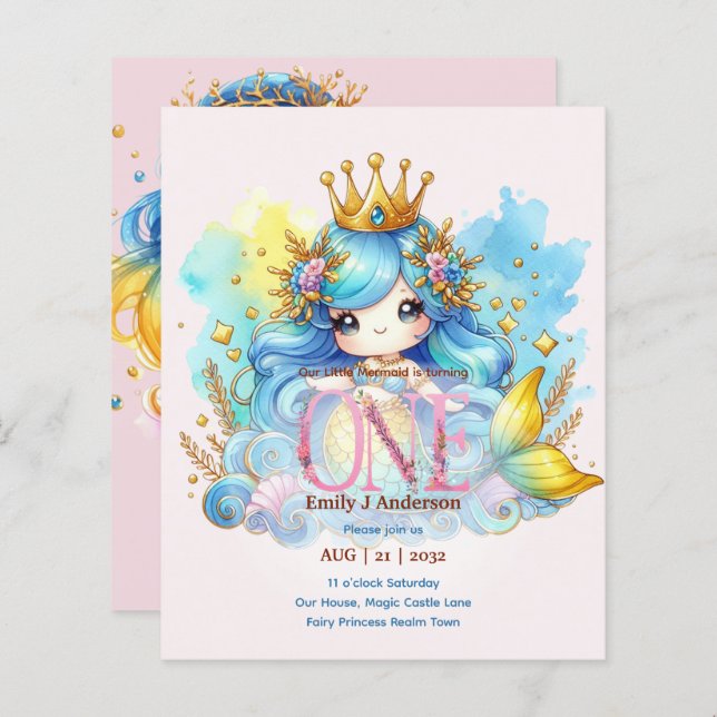 Mermaid 1st Birthday Under The Sea Birthday (Front/Back)