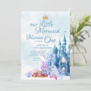 Mermaid 1st Birthday Under the Sea Castle Invitation