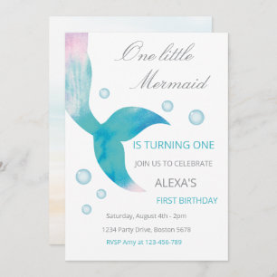 Mermaid 1st Birthday Under The Sea Mermaid Party  Invitation
