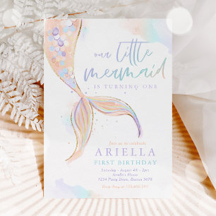 Mermaid 1st Birthday Under The Sea Mermaid Party Invitation