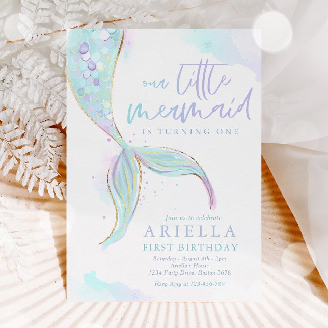Mermaid 1st Birthday Under The Sea Mermaid Party Invitation (Creator Uploaded)