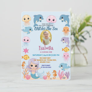 Mermaid 1st Party Photo ONEder The Sea Birthday Invitation