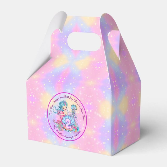 Mermaid 2nd Birthday Change Edit Text Personalise Favour Box (Front Side)