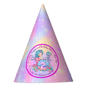 Mermaid 2nd Birthday Change Edit Text Personalise  Party Hat